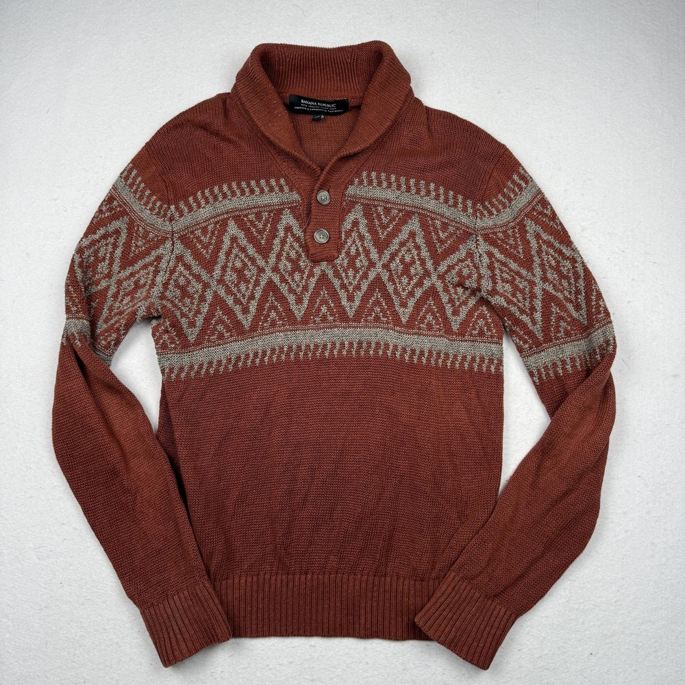 Banana Republic Sweater Mens Large Shawl Collar Linen Pullover Linificio